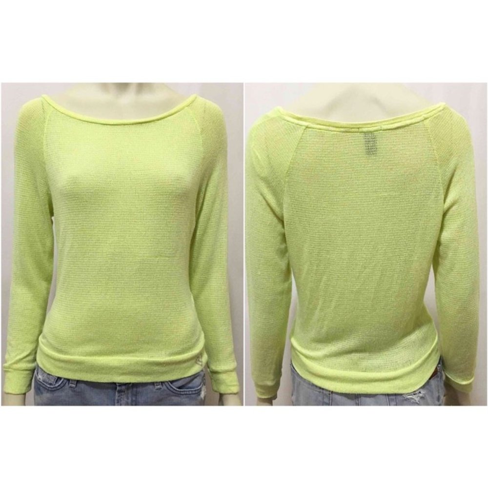 Aeropostale LLD XS Neon Yellow and White Sweater